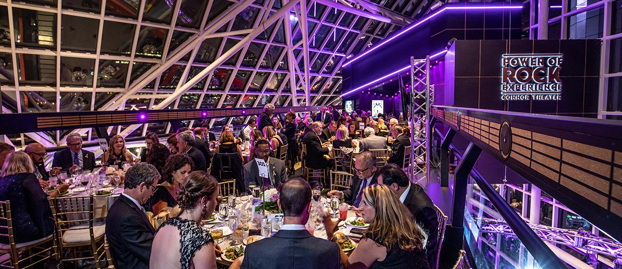 Rock and Roll Hall of Fame event space in Cleveland with iconic lakefront architecture