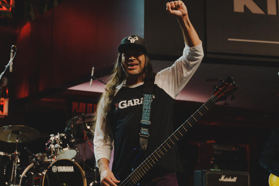 2009 Inductee Robert Trujillo of Metallica reps The Garage as he performs for the 2019 Play It Loud: Instruments of Rock & Roll exhibit dedication