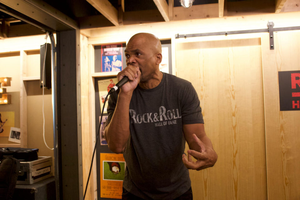 2012 Inductee Darryl "DMC" McDaniels performs at the exhibit dedication for The Garage.
